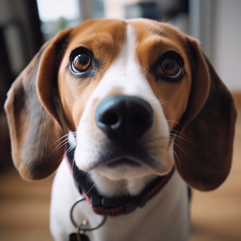 adorable close up image of a beagle's face