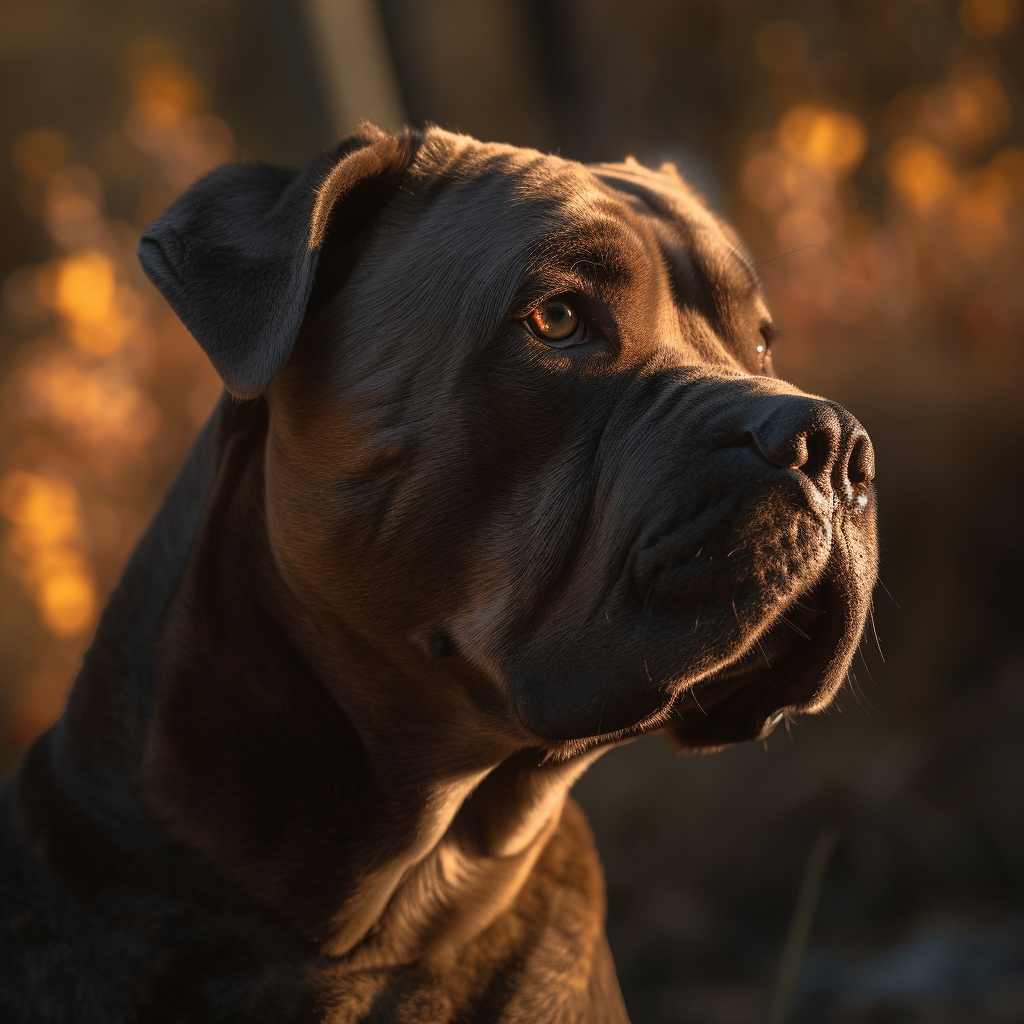 beautiful cane corso posing in the sunlight outside