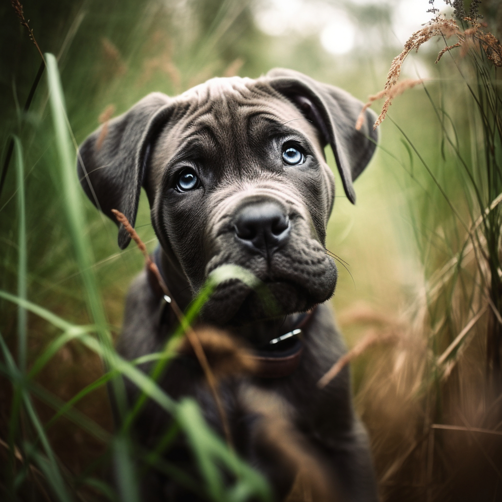 cane corso puppy illustration in the grass