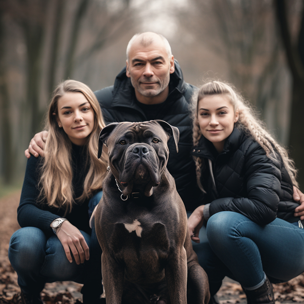 cane corso pics featuring a family with the dog