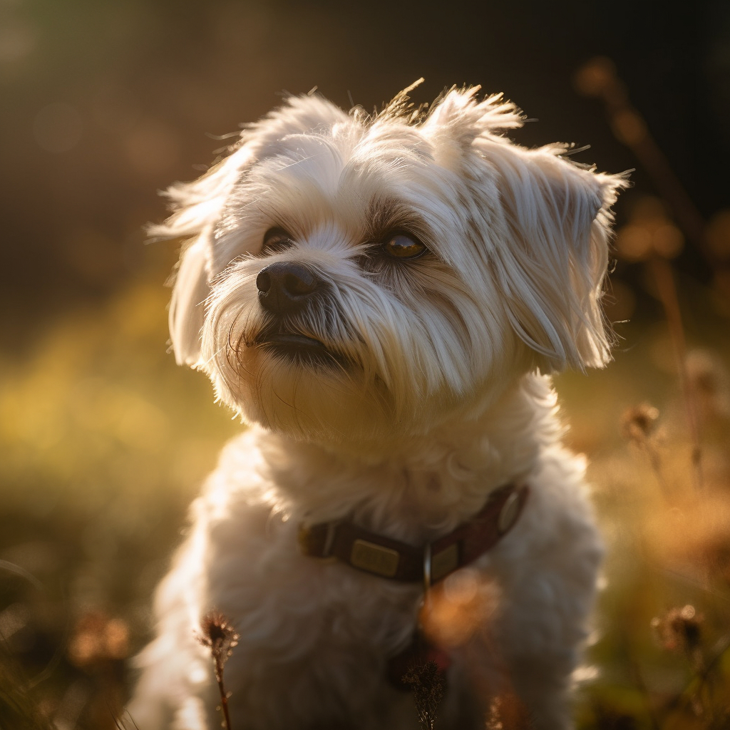 picture of a maltese dog sitting outside