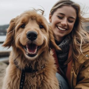 happy pup with his owner