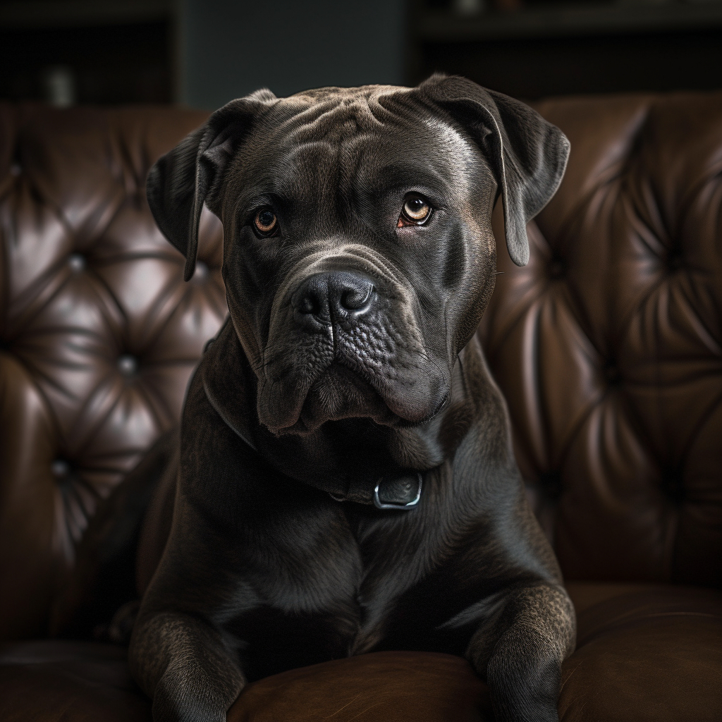 a charming cane corso illustration on a couch