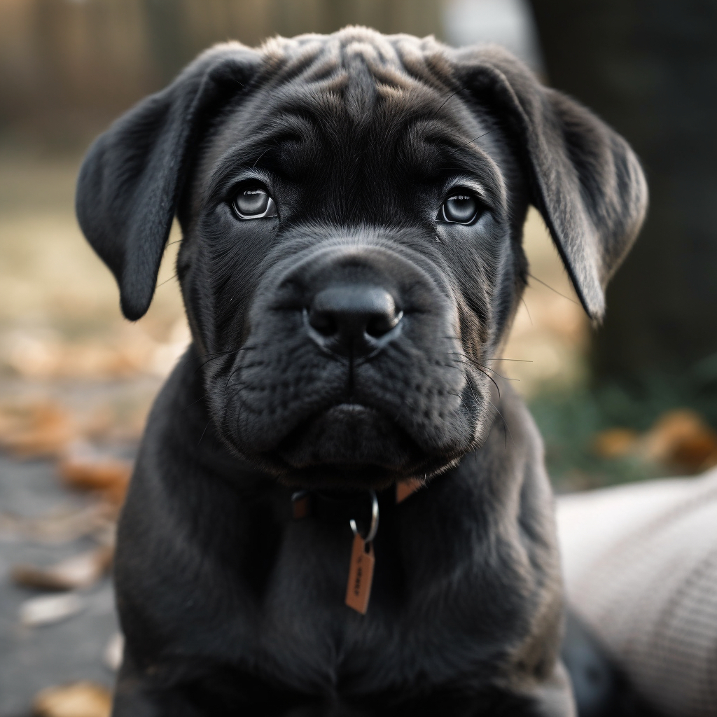 charming cane corso puppy sitting outside