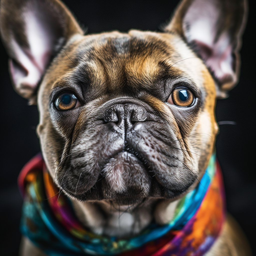 close up french bulldog picture featuring the dog's facial features