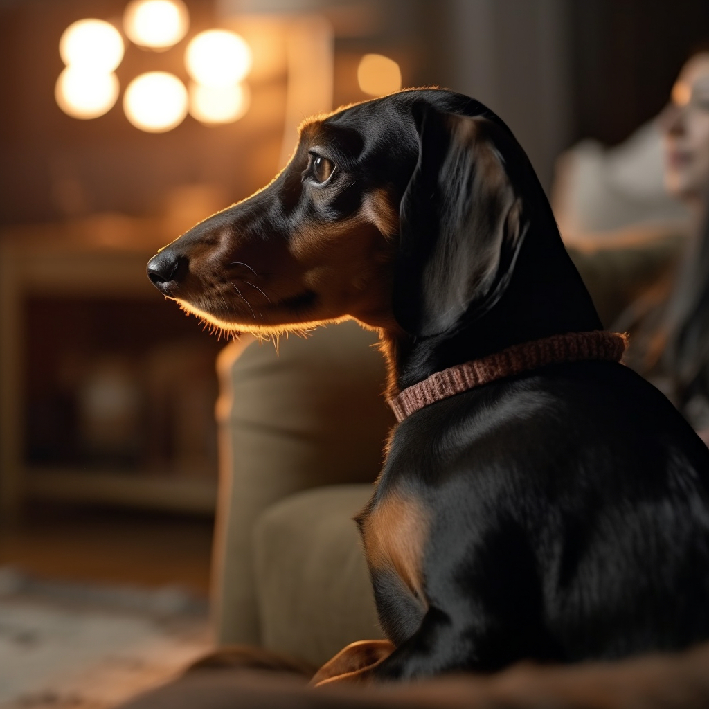 charming dachshund sitting on the couch