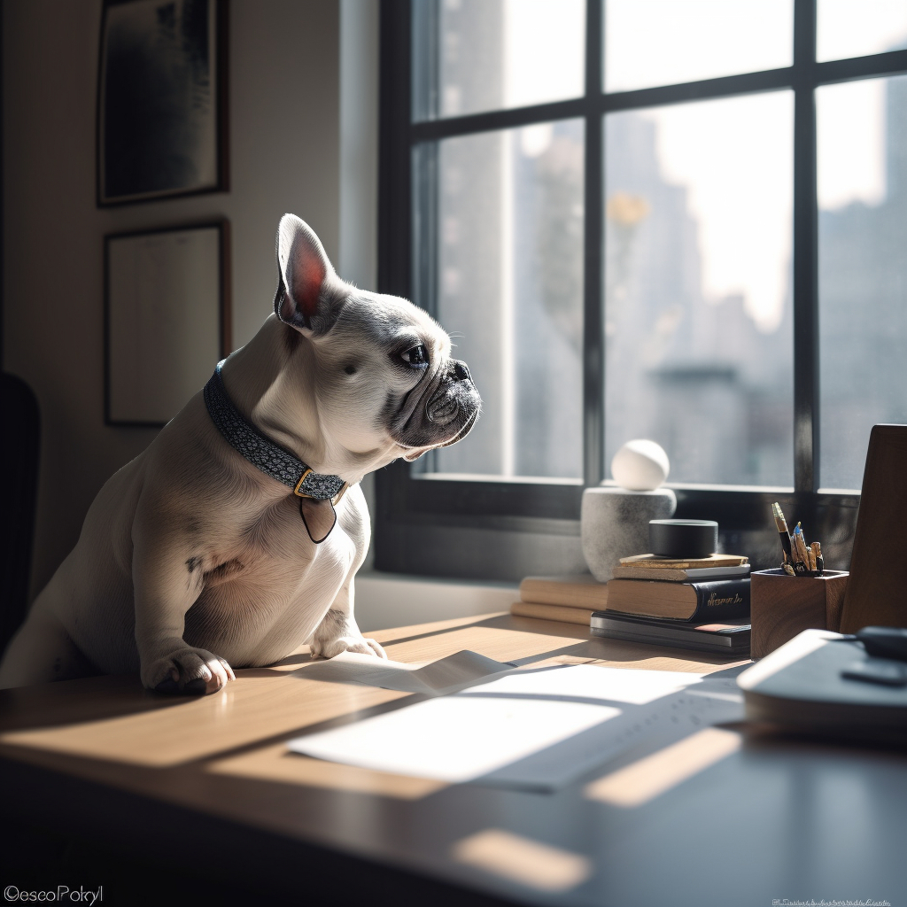 adorable french bulldog picture looking out a window