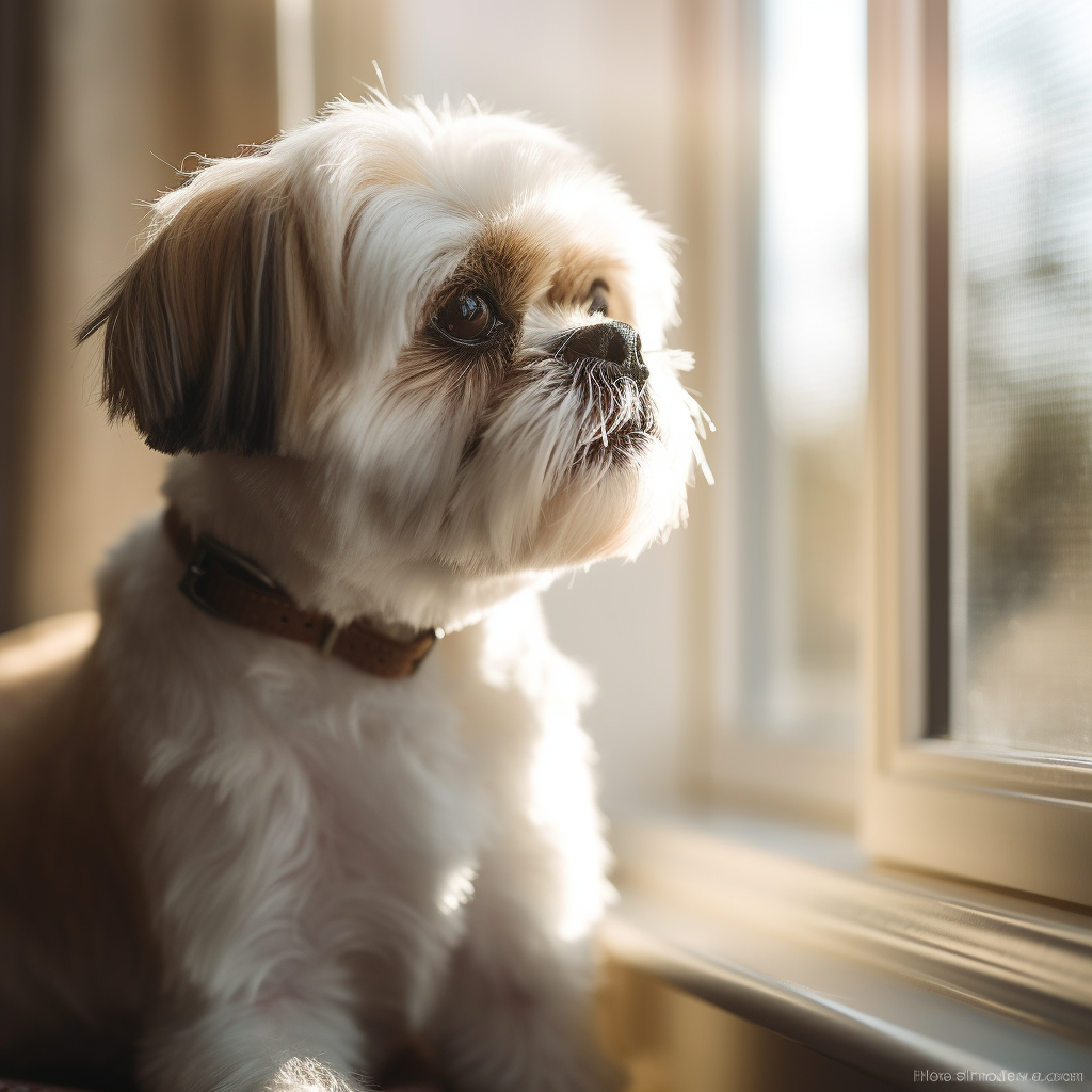 shih tzu looking out the window