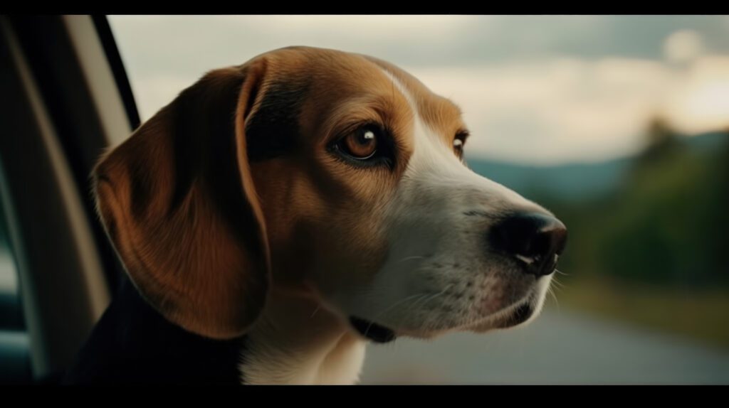 cute beagle hd wallpaper looking out a car window with high resolution detail