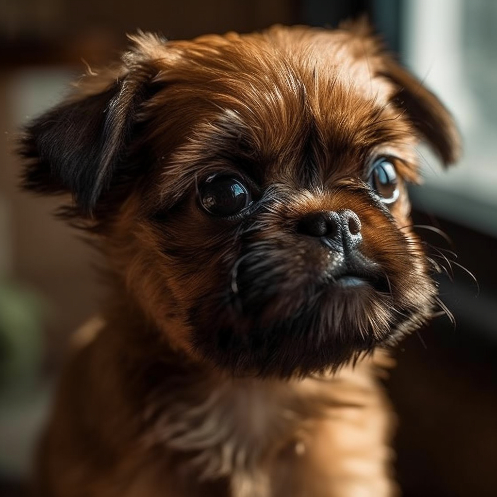 a cute brown Brussels Griffon puppy closeup photo