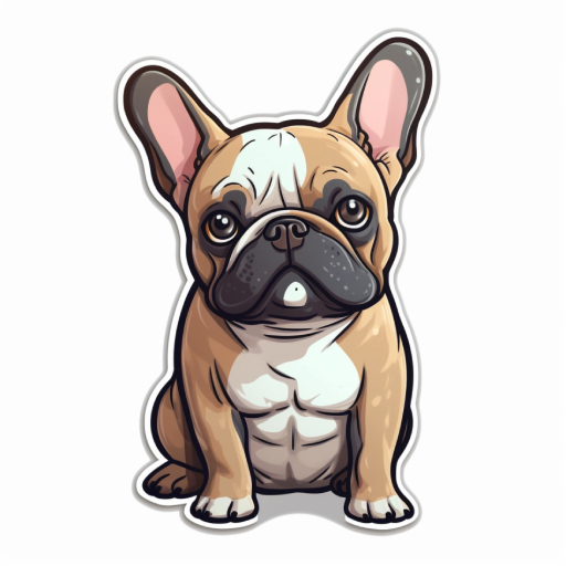 cute french bulldog sticker with white background
