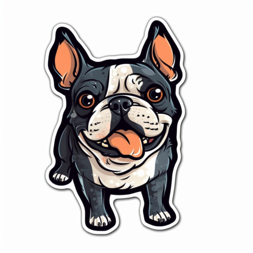 black and white french bulldog in sticker outline