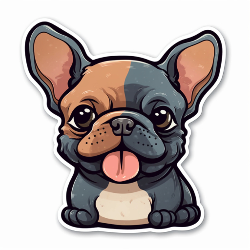 cartoon sticker of a frenchie pup