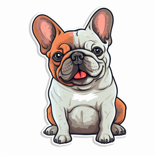 sticker outline of a french bulldog with solid white background