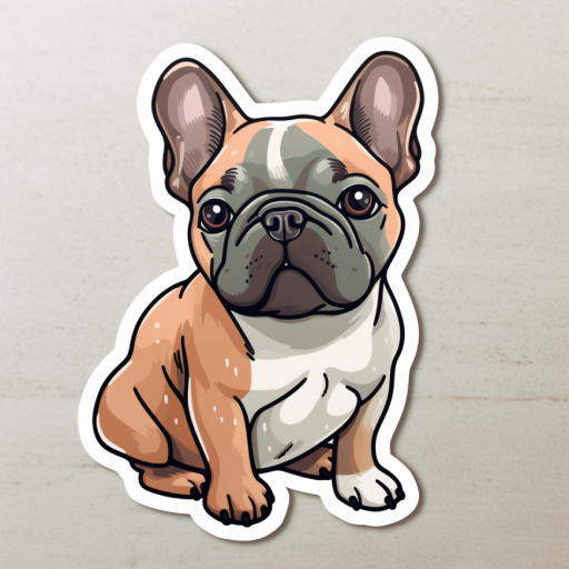 cute sticker of a french bulldog puppy with a gradient background