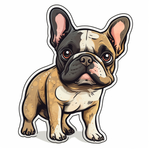 cute clip art of a frenchie, with sticker outline