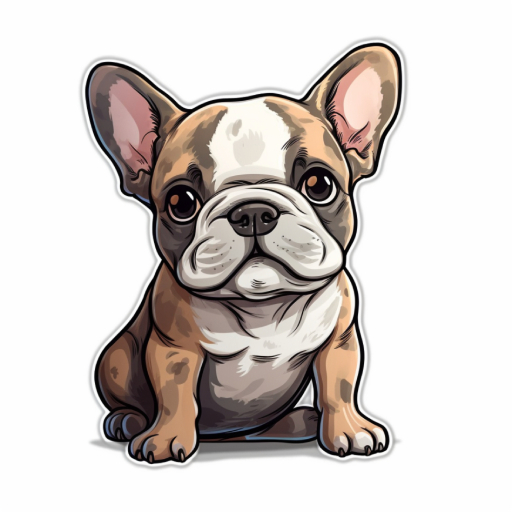 spotted frenchie in a clipart graphic