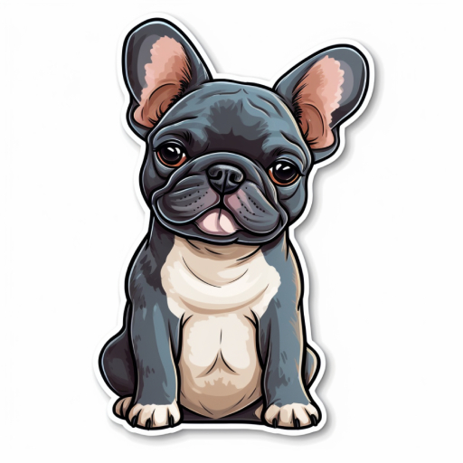 sticker outline of a french bulldog puppy