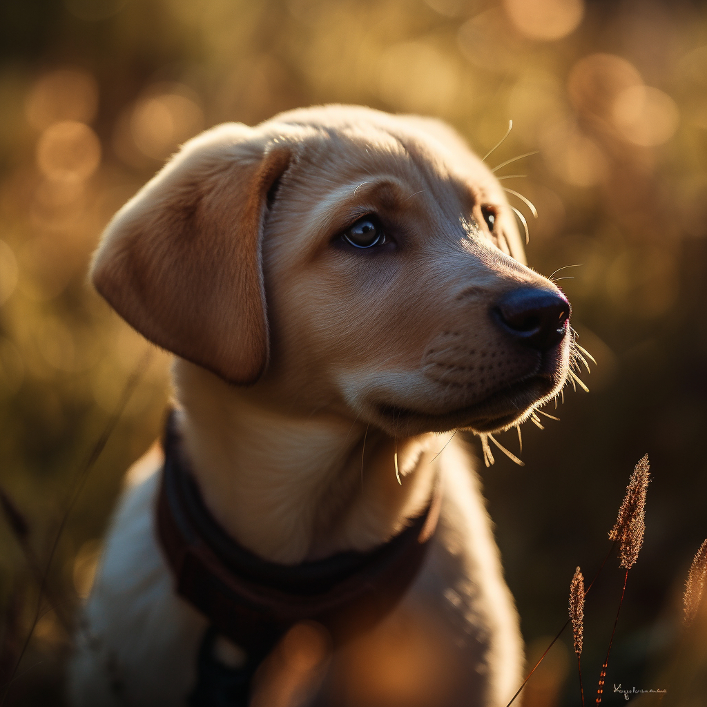 beautiful puppy photo posing for a picture perfect shot in a field