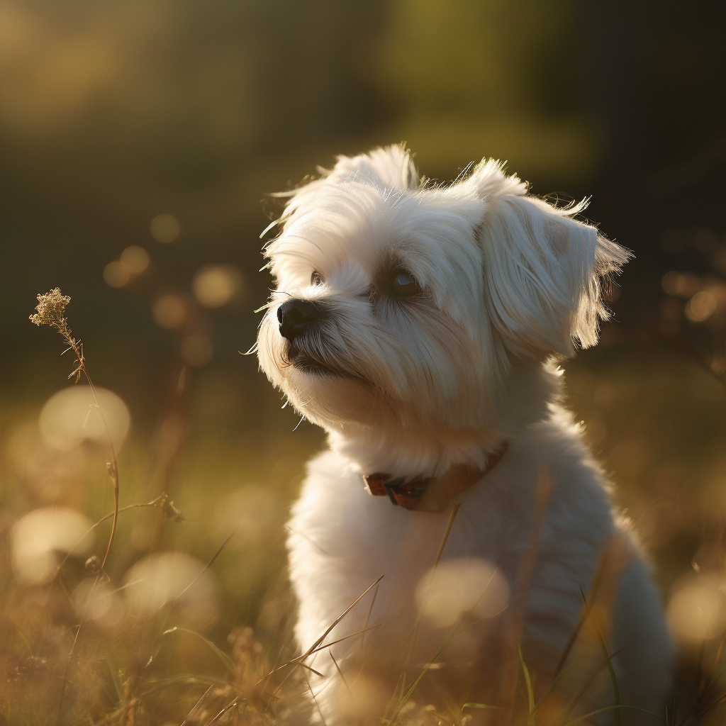 Beautiful Maltese dog out in the grass