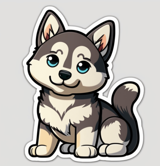 very cute husky puppy clip art sticker on a solid background