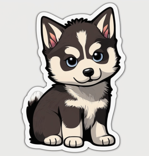 cute husky clipart image on white background