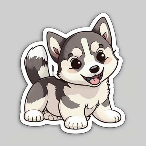cartoon sticker of a husky puppy
