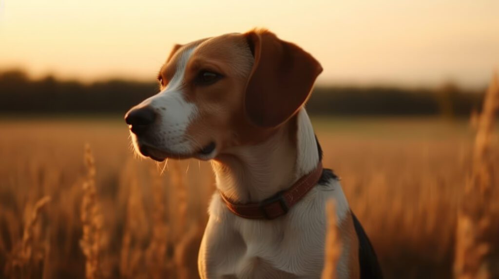 stunning Beagle wallpaper in a grassy field at sunset