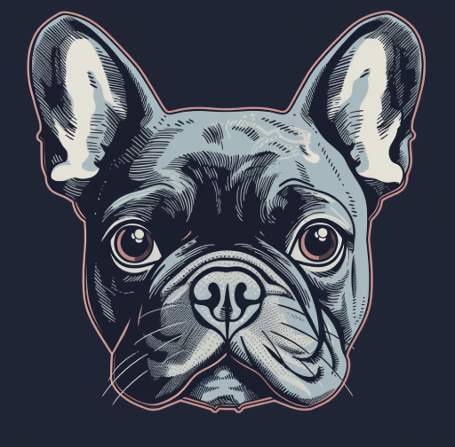 a grey french bulldog face digital art