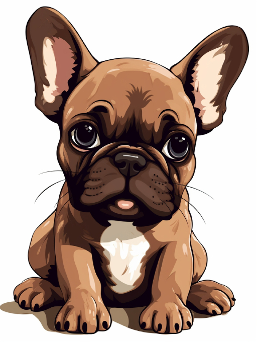 cute brown french bulldog puppy in a clipart image