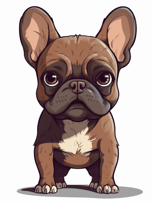 brown clipart image of a french bulldog standing