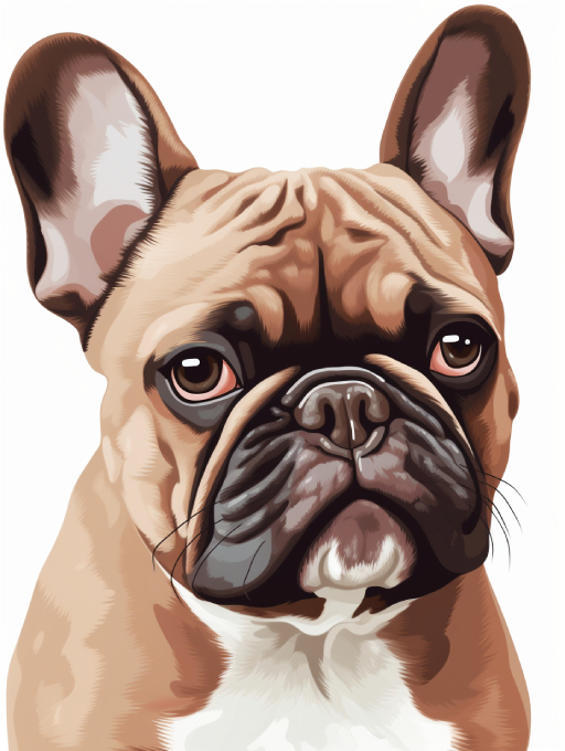 detailed illustration of a brown french bulldog portrait