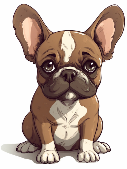 adorable brown frenchie puppy cartoon image
