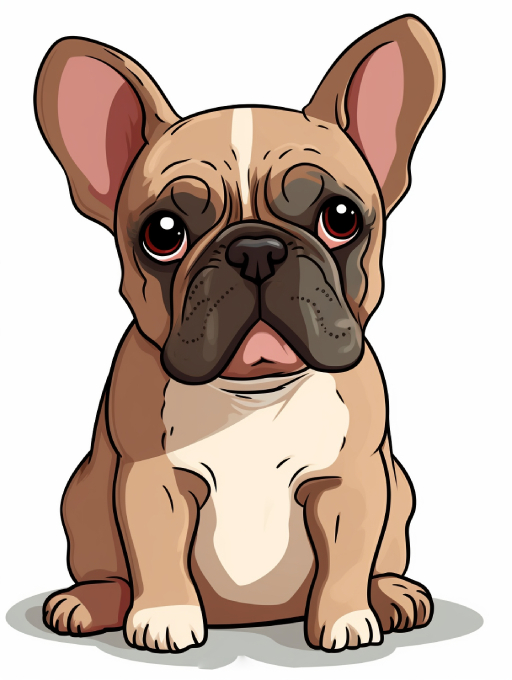 simple cartoon of a brown french bulldog pup sitting