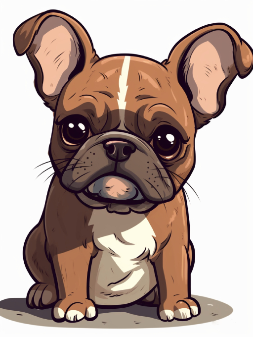 adorable brown french bulldog puppy cartoon image