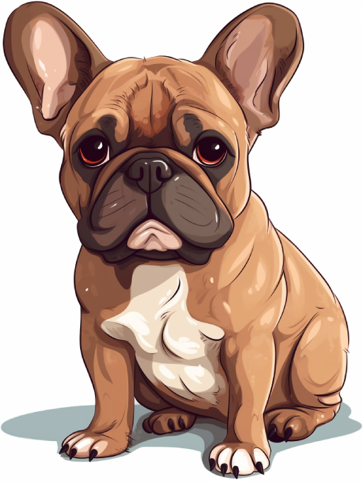 brown frenchie image art sitting with big eyes