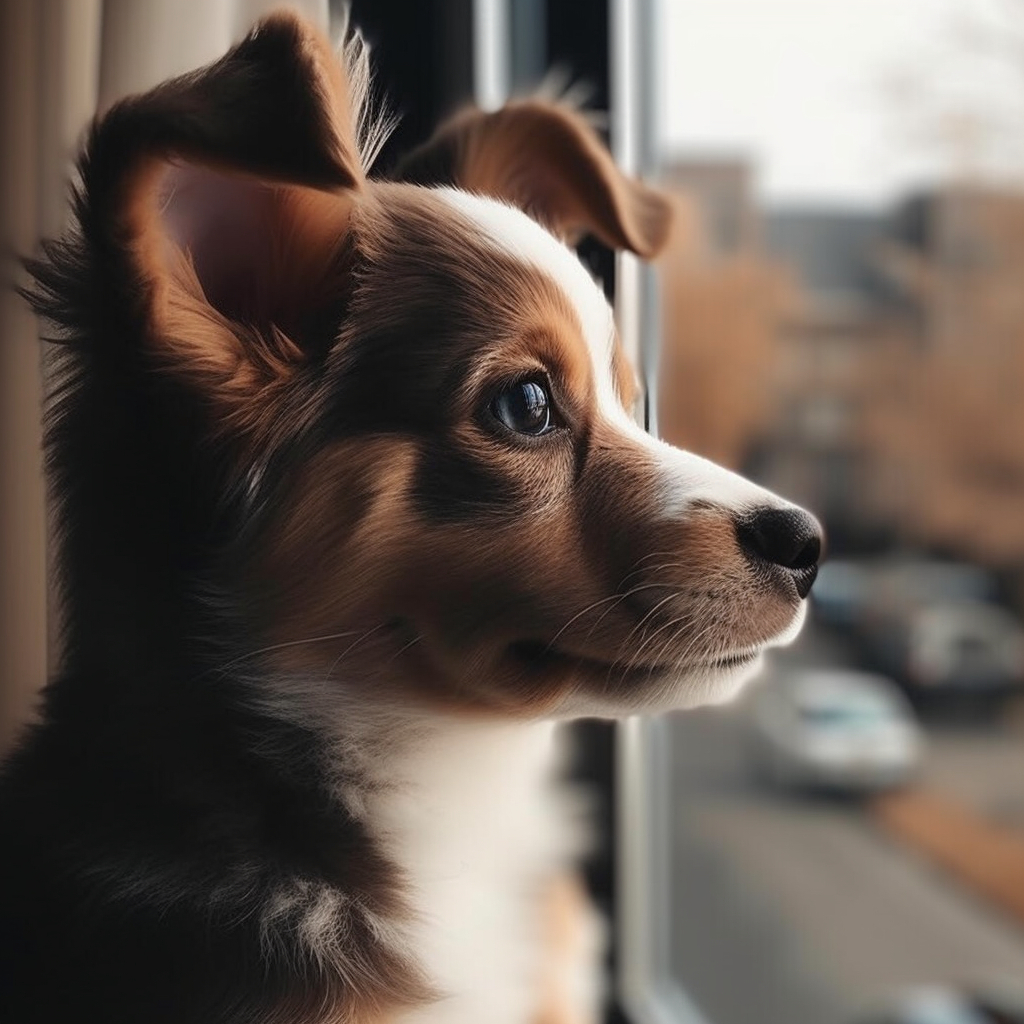 puppies are the cutest looking curiously into the outside world