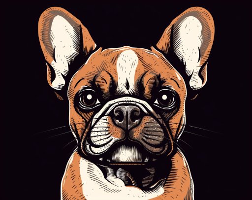 closeup image of a frenchie drawing