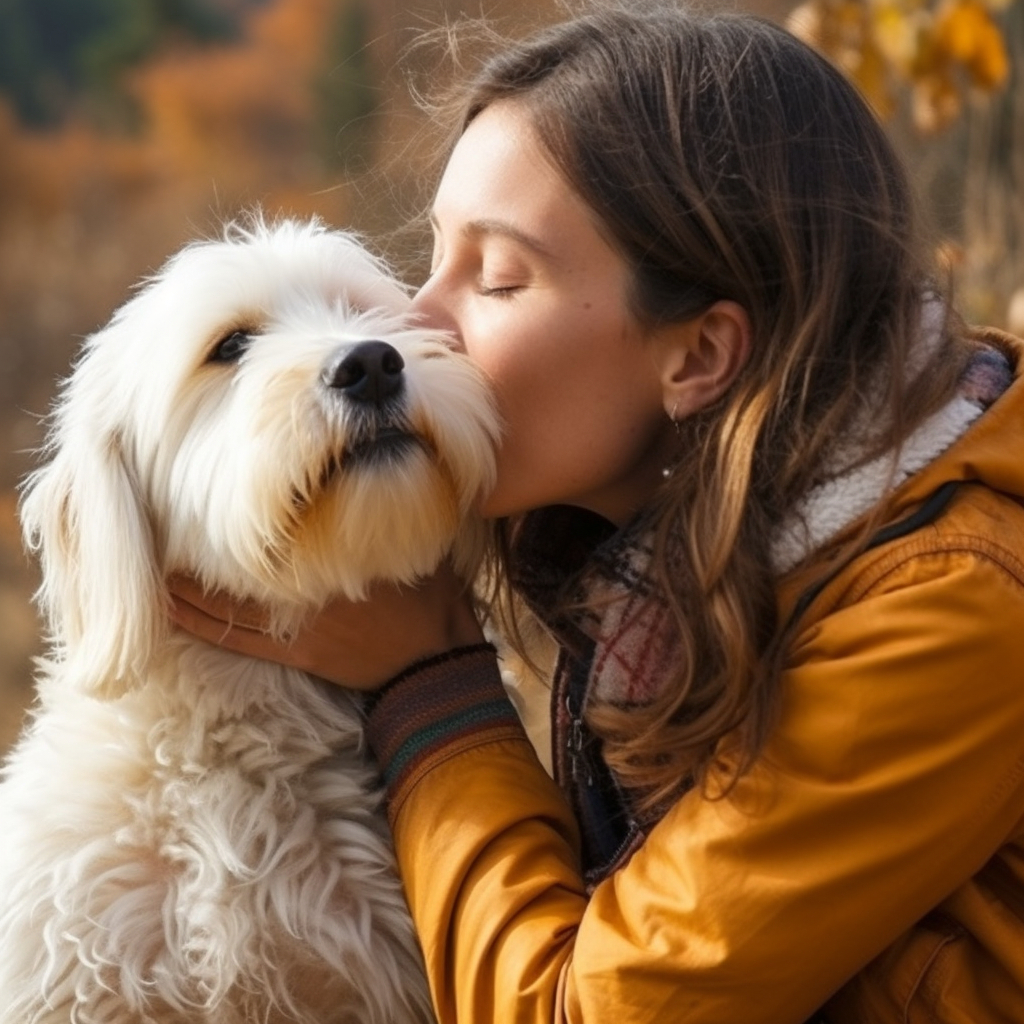 kissing a cute dog