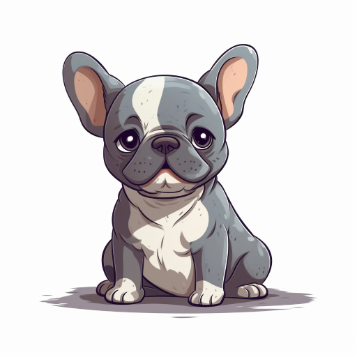 cute grey french bulldog cartoon image