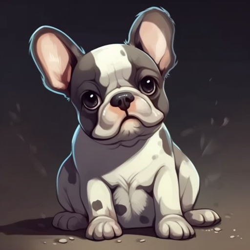 cute cartoon image of a french bulldog puppy sitting