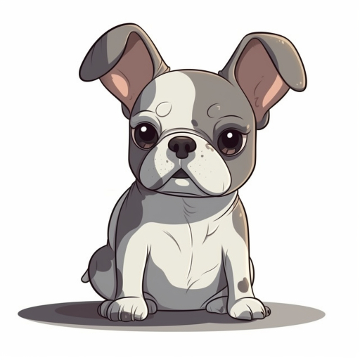 cute puppy cartoon of a frenchie sitting