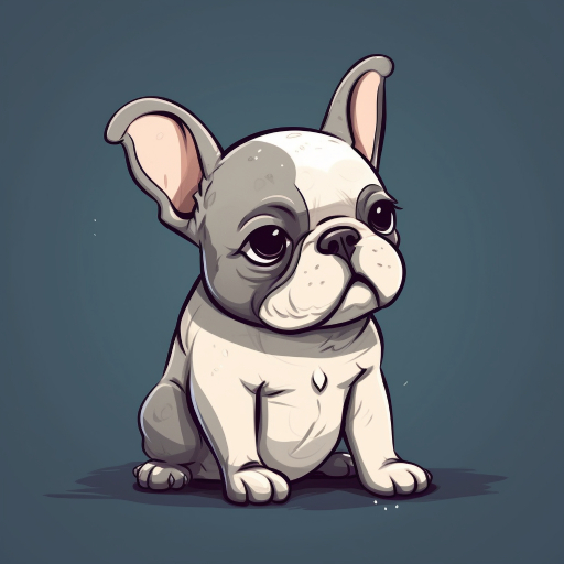 funny cartoon image of a french bulldog puppy