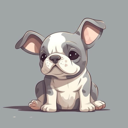 cute baby french bulldog cartoon image with big eyes