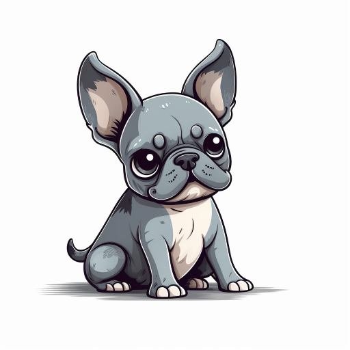 gray frenchie puppy cartoon image