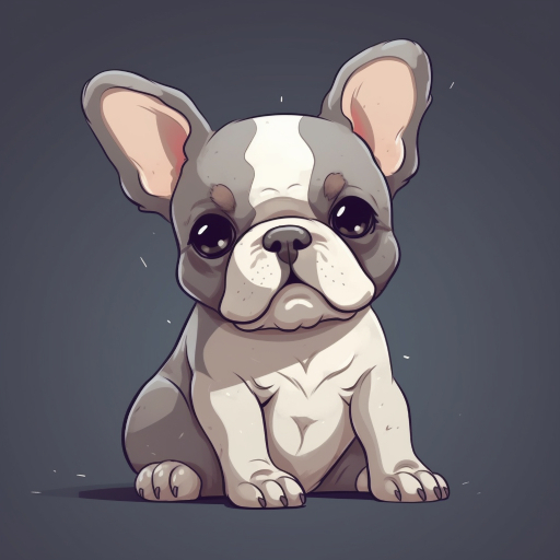 cute cartoon image of a frenchie puppy on solid background