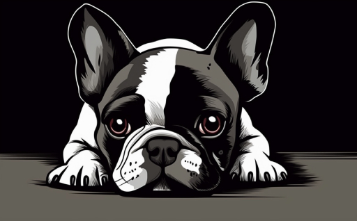 french bulldog puppy dog cartoon laying down closeup
