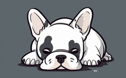 simple black and white cartoon drawing of a french bulldog