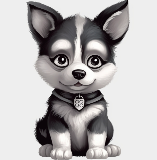 cartoon clip art of a cute husky