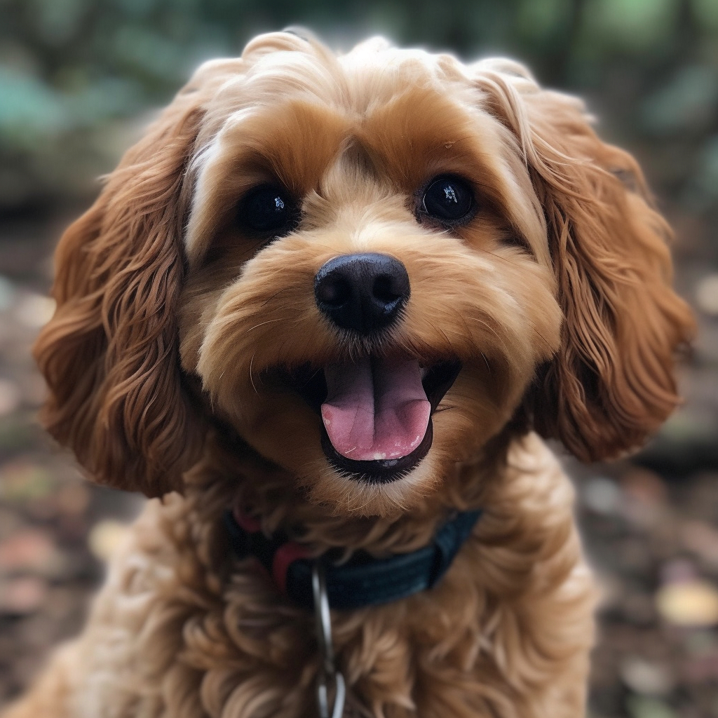 a Cavapoo dog breed smiling happy